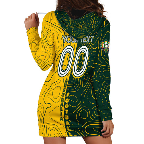 Personalised Matildas Mascot Hoodie Dress Australia Football Topographic