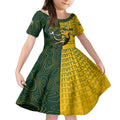 Personalised Matildas Mascot Kid Short Sleeve Dress Australia Football Topographic