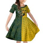 Personalised Matildas Mascot Kid Short Sleeve Dress Australia Football Topographic