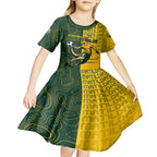 Personalised Matildas Mascot Kid Short Sleeve Dress Australia Football Topographic