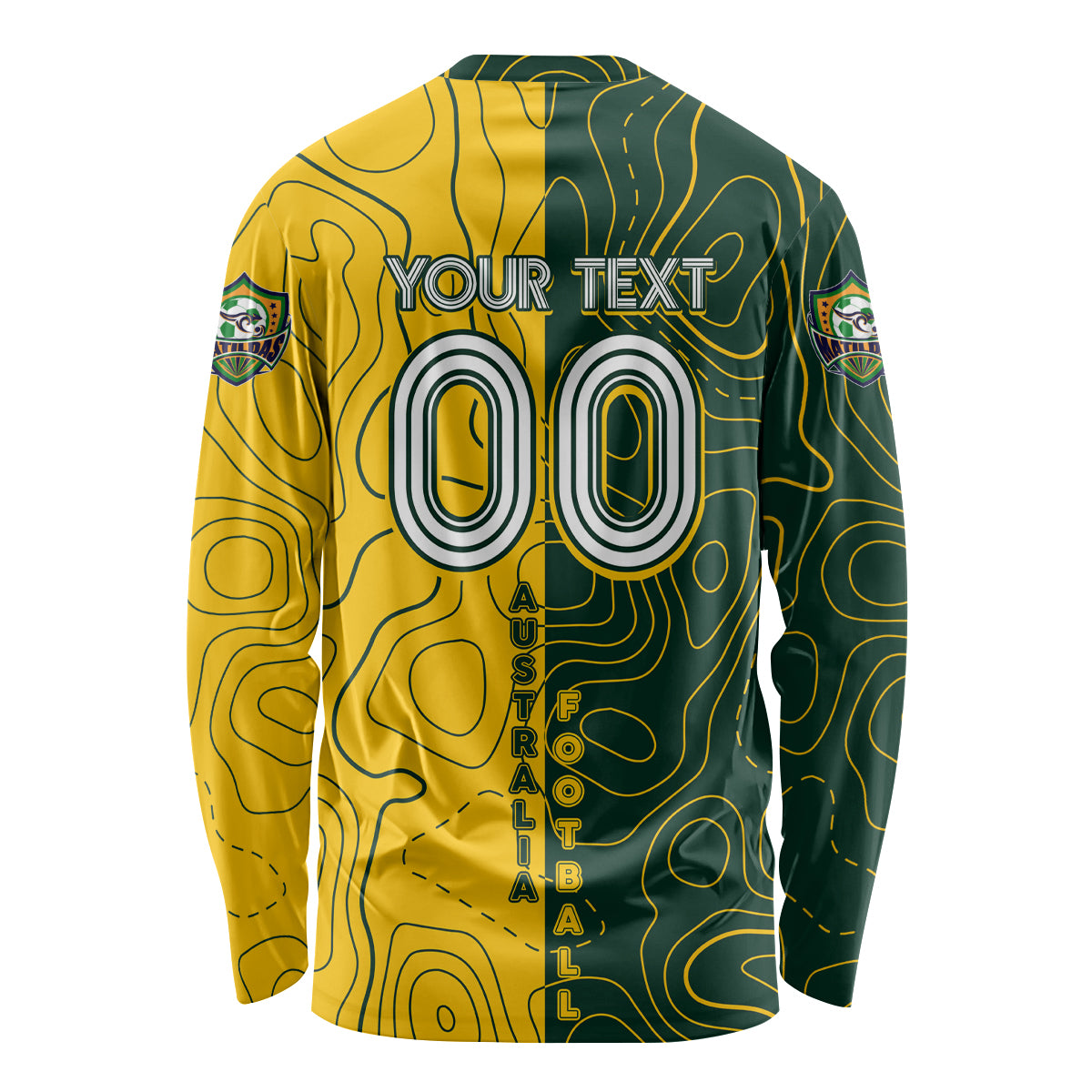 Personalised Matildas Mascot Long Sleeve Shirt Australia Football Topographic