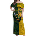 Personalised Matildas Mascot Off Shoulder Maxi Dress Australia Football Topographic