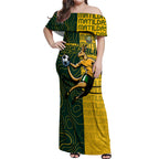 Personalised Matildas Mascot Off Shoulder Maxi Dress Australia Football Topographic
