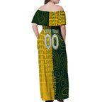 Personalised Matildas Mascot Off Shoulder Maxi Dress Australia Football Topographic