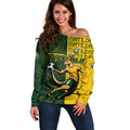 Personalised Matildas Mascot Off Shoulder Sweater Australia Football Topographic