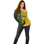 Personalised Matildas Mascot Off Shoulder Sweater Australia Football Topographic