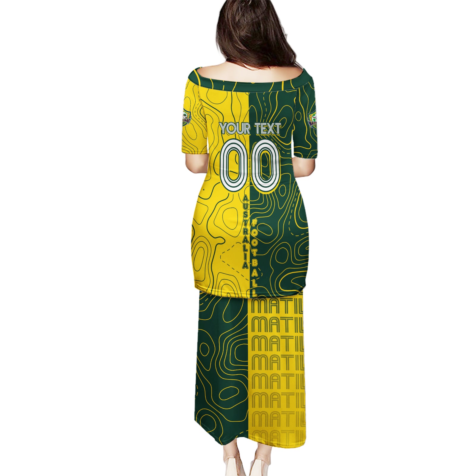 Personalised Matildas Mascot Puletasi Australia Football Topographic