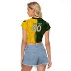 Personalised Matildas Mascot Raglan Cropped T Shirt Australia Football Topographic