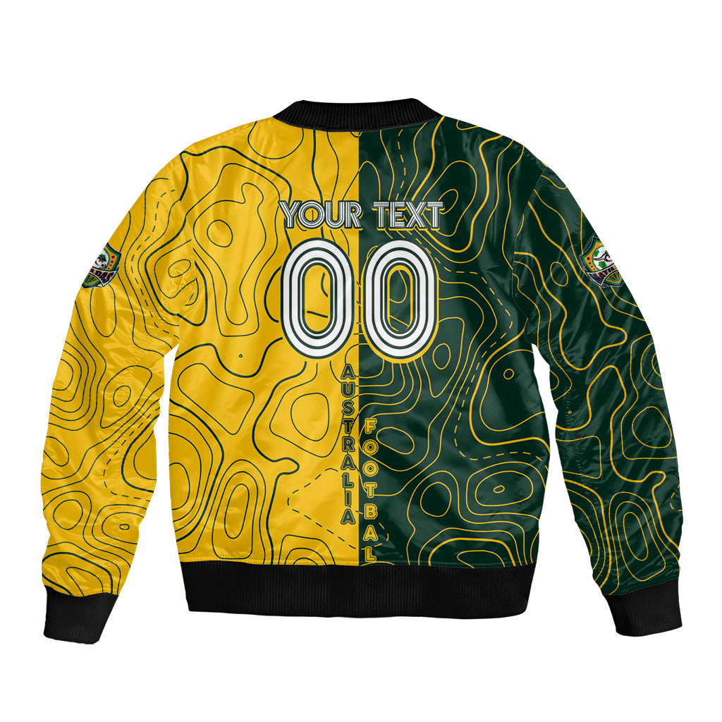 Personalised Matildas Mascot Sleeve Zip Bomber Jacket Australia Football Topographic