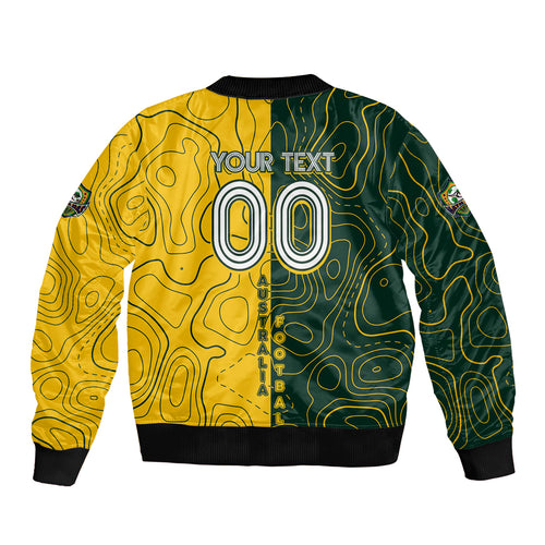 Personalised Matildas Mascot Sleeve Zip Bomber Jacket Australia Football Topographic