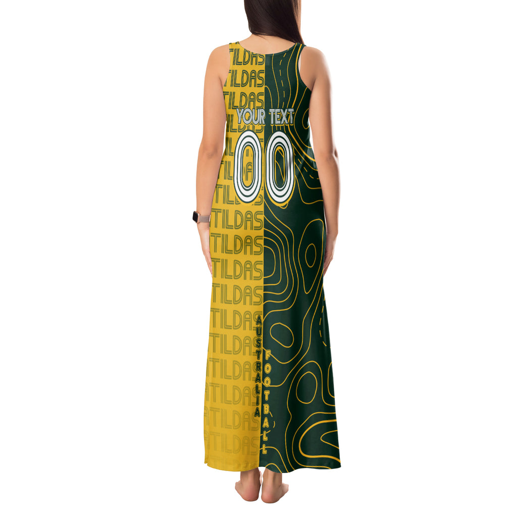 Personalised Matildas Mascot Tank Maxi Dress Australia Football Topographic