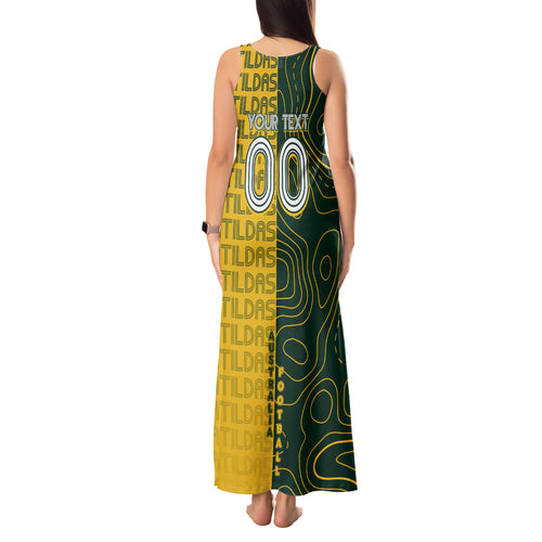 Personalised Matildas Mascot Tank Maxi Dress Australia Football Topographic