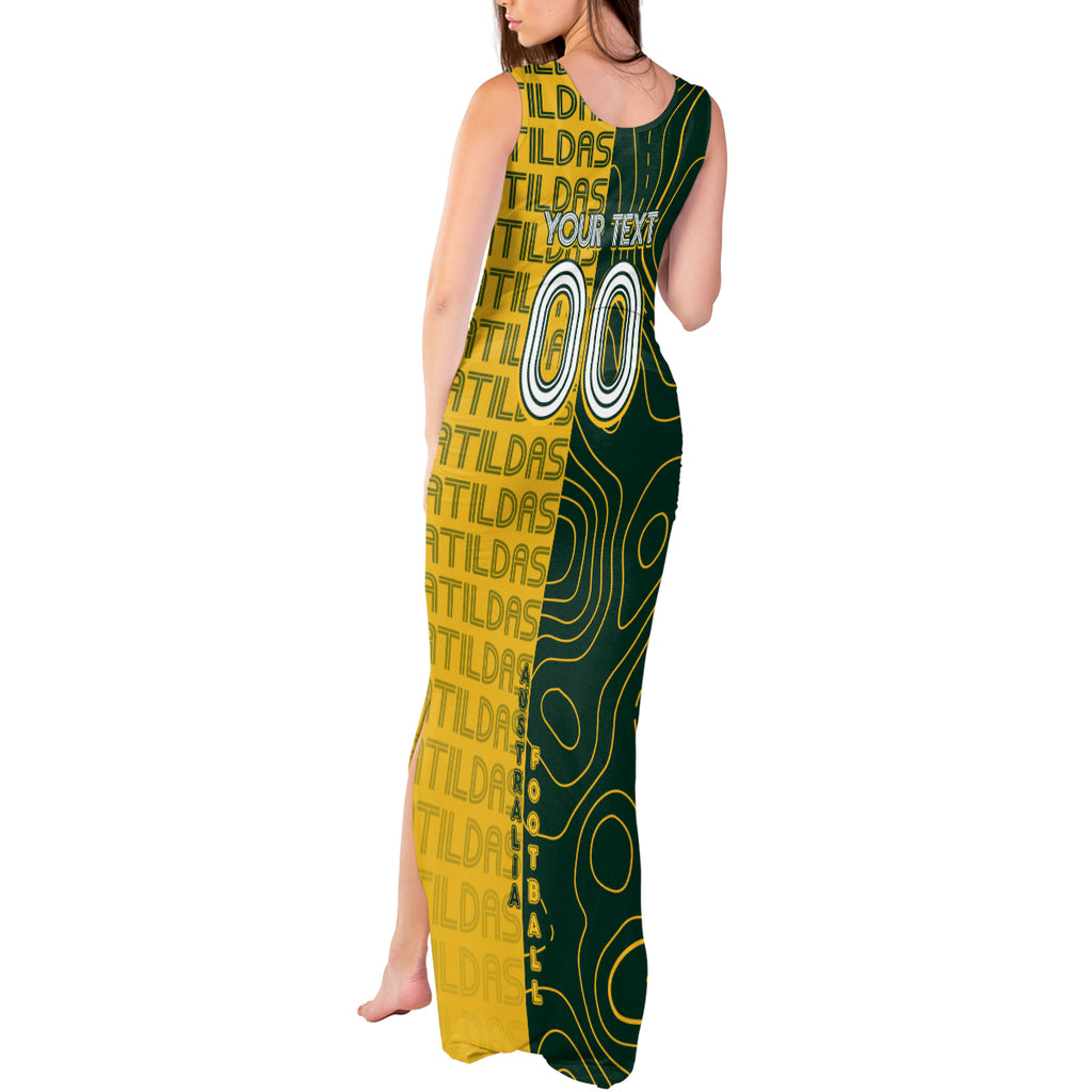 Personalised Matildas Mascot Tank Maxi Dress Australia Football Topographic