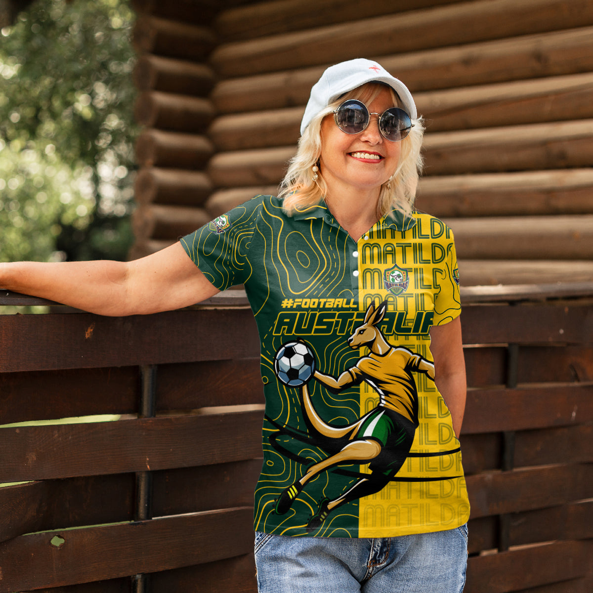 Personalised Matildas Mascot Women Polo Shirt Australia Football Topographic