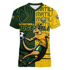 Personalised Matildas Mascot Women V-Neck T-Shirt Australia Football Topographic