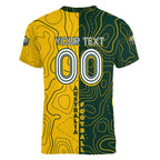 Personalised Matildas Mascot Women V-Neck T-Shirt Australia Football Topographic