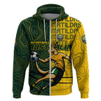 Personalised Matildas Mascot Zip Hoodie Australia Football Topographic