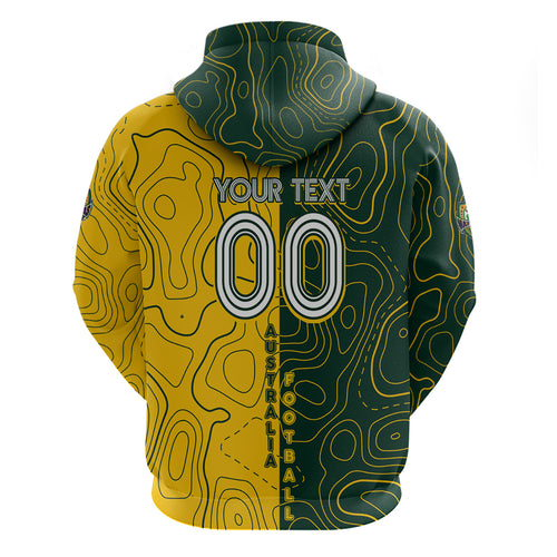 Personalised Matildas Mascot Zip Hoodie Australia Football Topographic