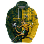 Personalised Matildas Mascot Zip Hoodie Australia Football Topographic