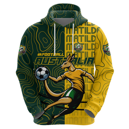Personalised Matildas Mascot Zip Hoodie Australia Football Topographic