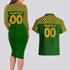 Personalised Australia Soccer Matildas Couples Matching Long Sleeve Bodycon Dress and Hawaiian Shirt Super Team