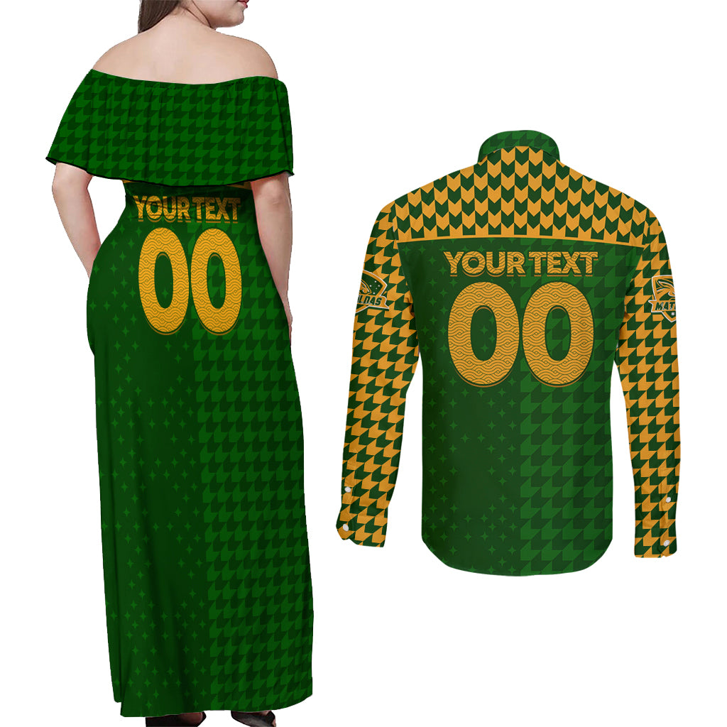 Personalised Australia Soccer Matildas Couples Matching Off Shoulder Maxi Dress and Long Sleeve Button Shirt Super Team