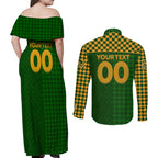 Personalised Australia Soccer Matildas Couples Matching Off Shoulder Maxi Dress and Long Sleeve Button Shirt Super Team