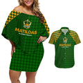 Personalised Australia Soccer Matildas Couples Matching Off Shoulder Short Dress and Hawaiian Shirt Super Team