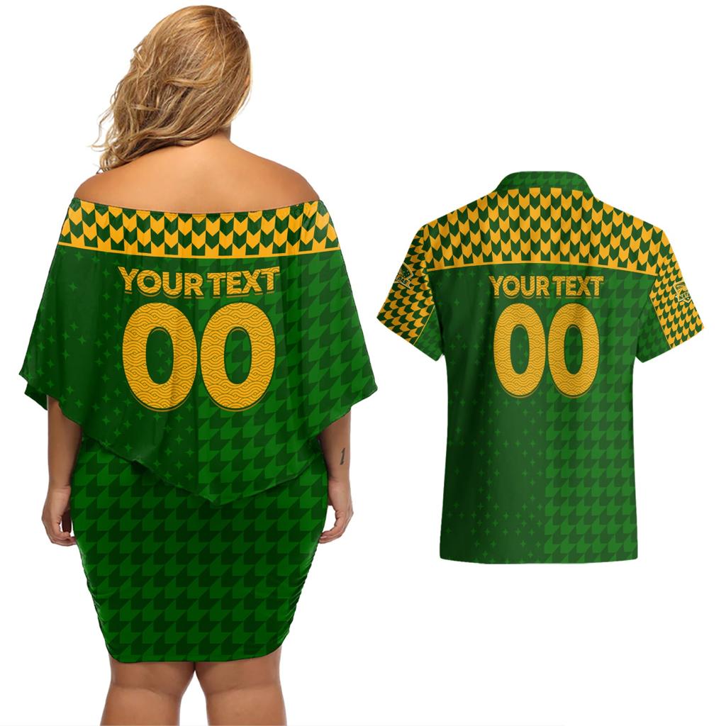 Personalised Australia Soccer Matildas Couples Matching Off Shoulder Short Dress and Hawaiian Shirt Super Team