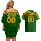 Personalised Australia Soccer Matildas Couples Matching Off Shoulder Short Dress and Hawaiian Shirt Super Team