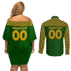Personalised Australia Soccer Matildas Couples Matching Off Shoulder Short Dress and Long Sleeve Button Shirt Super Team