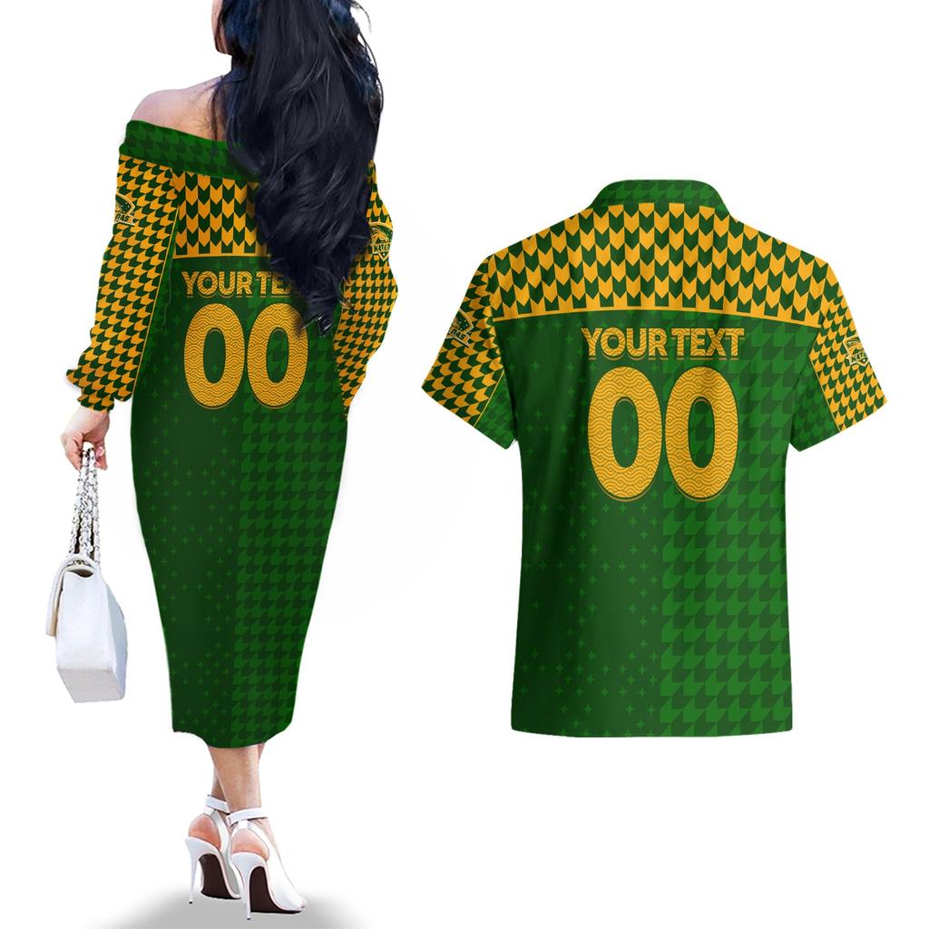 Personalised Australia Soccer Matildas Couples Matching Off The Shoulder Long Sleeve Dress and Hawaiian Shirt Super Team