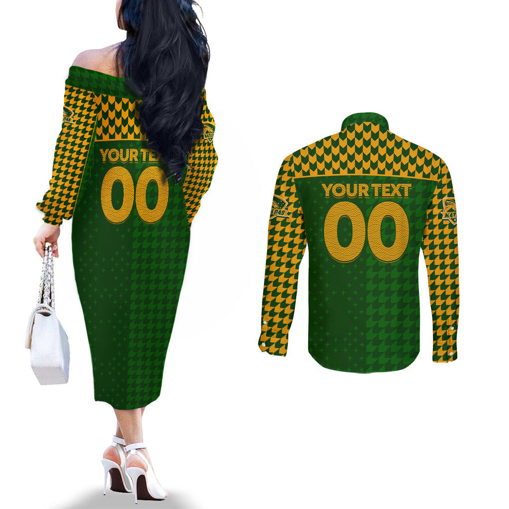 Personalised Australia Soccer Matildas Couples Matching Off The Shoulder Long Sleeve Dress and Long Sleeve Button Shirt Super Team
