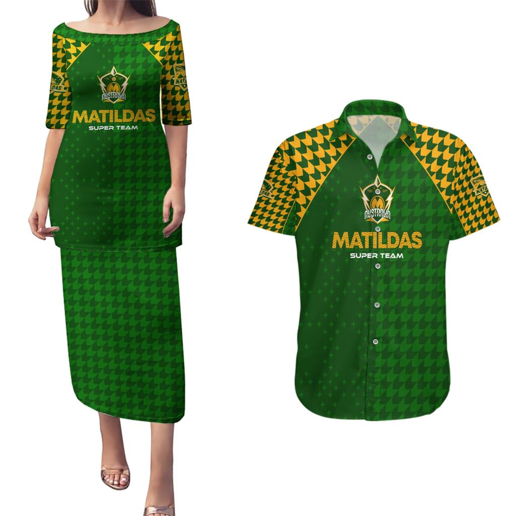 Personalised Australia Soccer Matildas Couples Matching Puletasi and Hawaiian Shirt Super Team