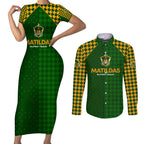 Personalised Australia Soccer Matildas Couples Matching Short Sleeve Bodycon Dress and Long Sleeve Button Shirt Super Team