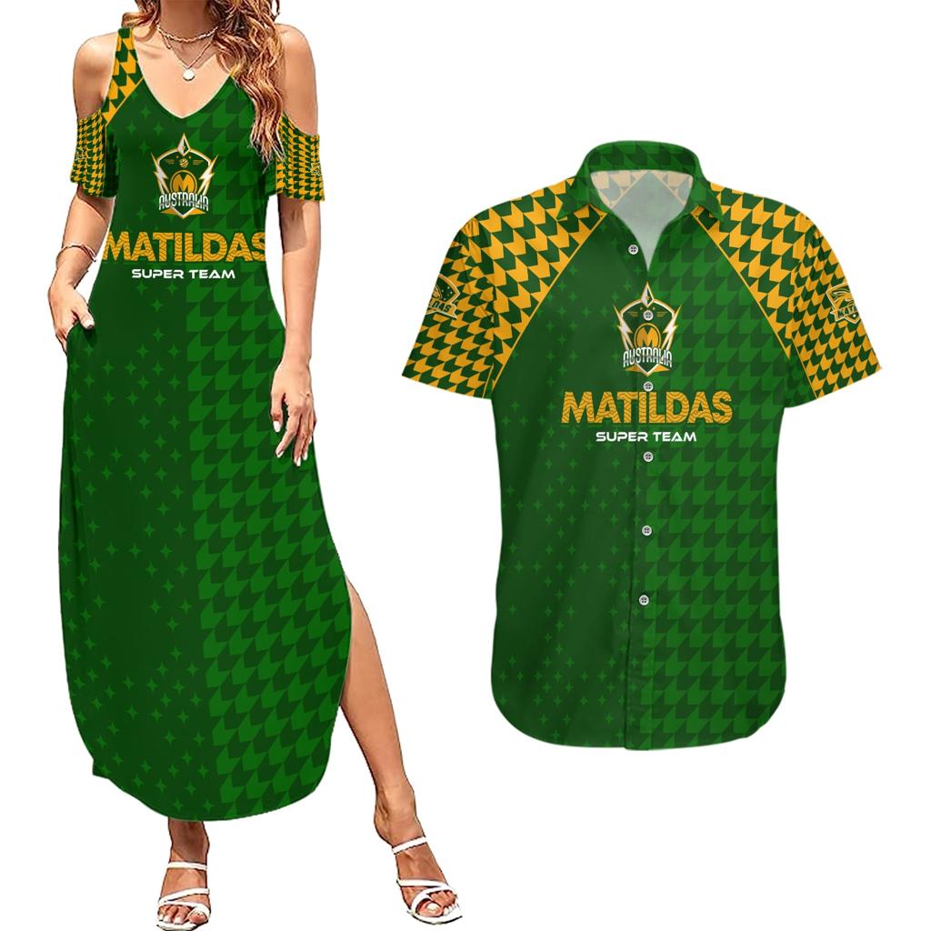 Personalised Australia Soccer Matildas Couples Matching Summer Maxi Dress and Hawaiian Shirt Super Team