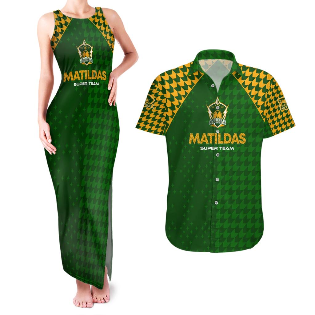 Personalised Australia Soccer Matildas Couples Matching Tank Maxi Dress and Hawaiian Shirt Super Team