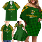 Personalised Australia Soccer Matildas Family Matching Off Shoulder Short Dress and Hawaiian Shirt Super Team