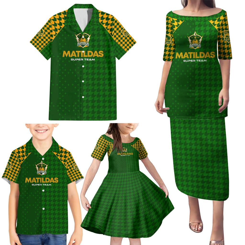 Personalised Australia Soccer Matildas Family Matching Puletasi and Hawaiian Shirt Super Team