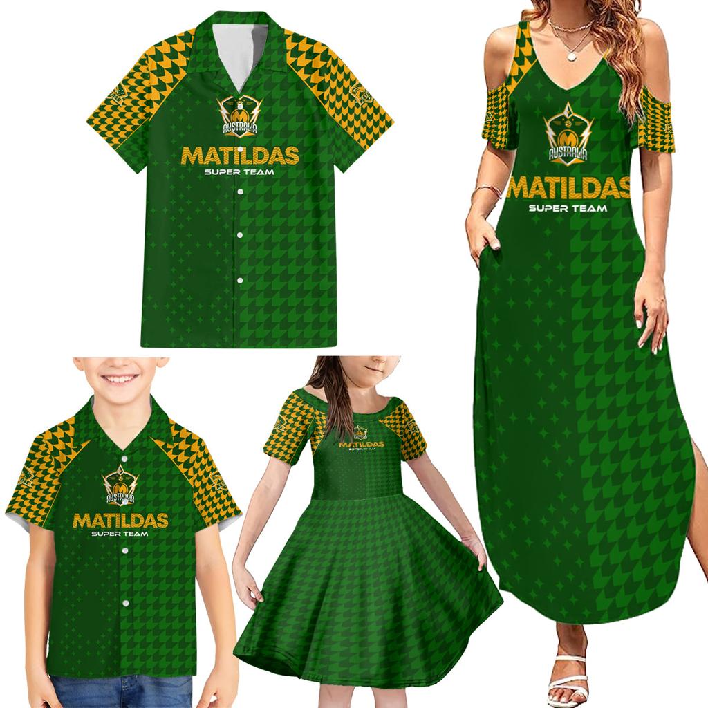 Personalised Australia Soccer Matildas Family Matching Summer Maxi Dress and Hawaiian Shirt Super Team