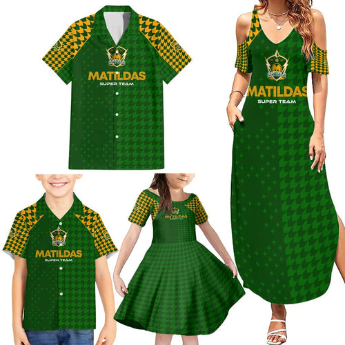Personalised Australia Soccer Matildas Family Matching Summer Maxi Dress and Hawaiian Shirt Super Team