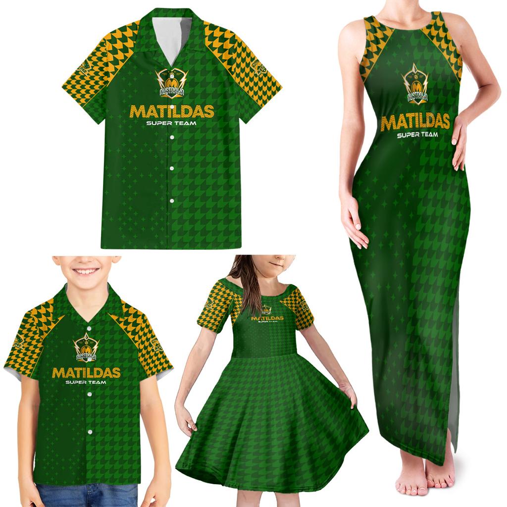 Personalised Australia Soccer Matildas Family Matching Tank Maxi Dress and Hawaiian Shirt Super Team