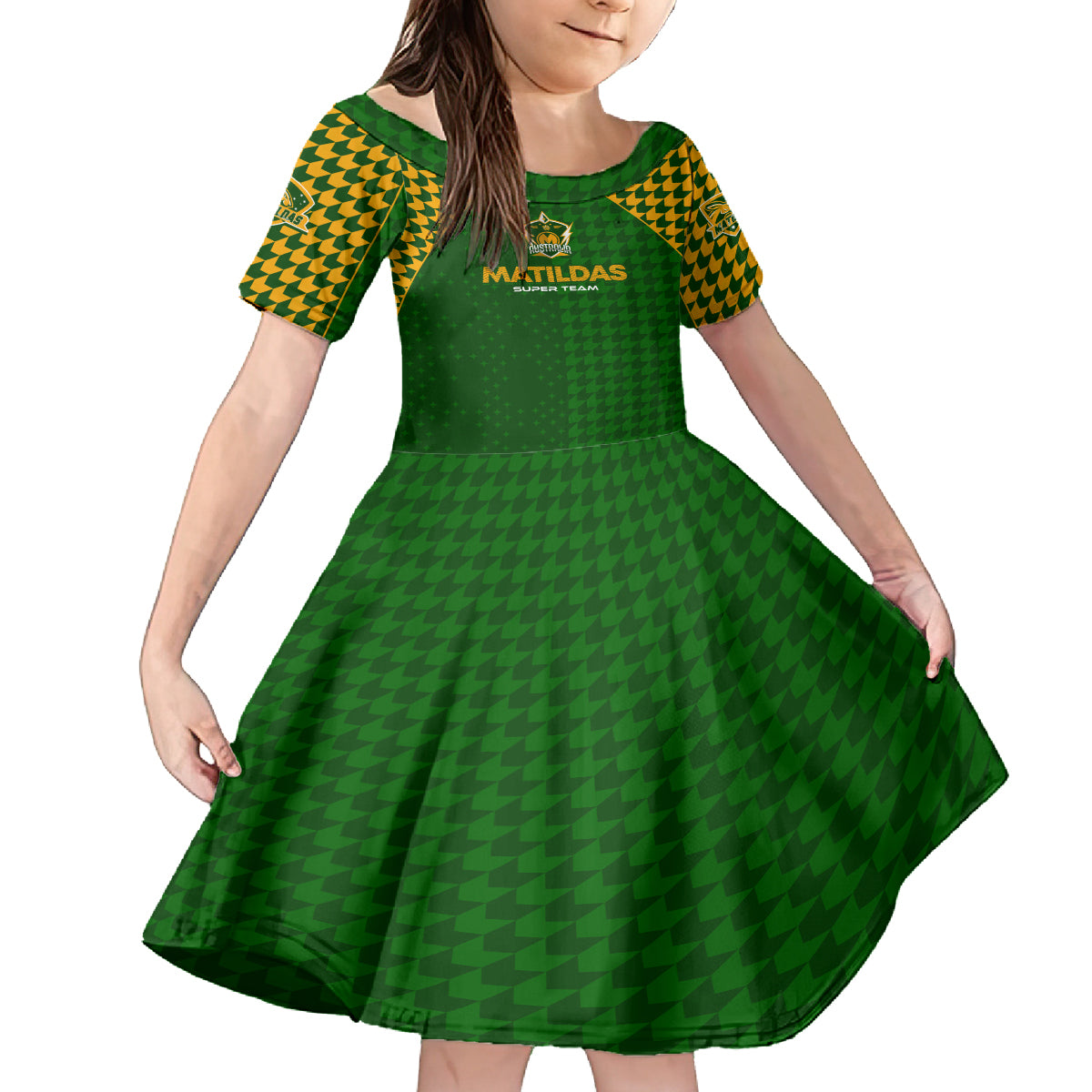 Personalised Australia Soccer Matildas Kid Short Sleeve Dress Super Team