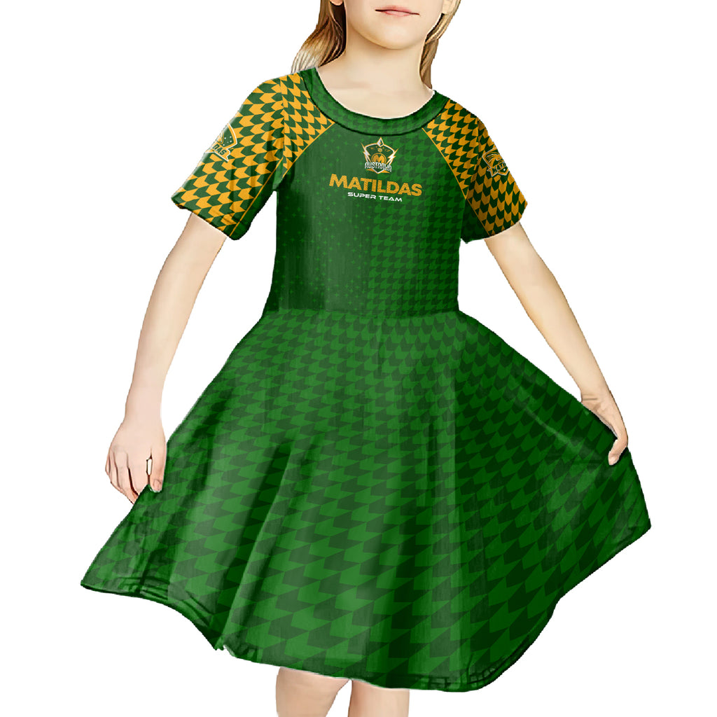 Personalised Australia Soccer Matildas Kid Short Sleeve Dress Super Team