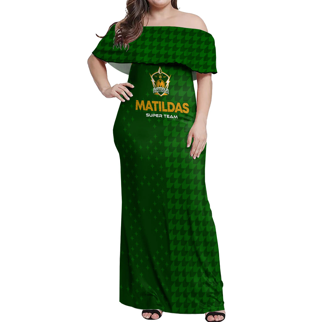 Personalised Australia Soccer Matildas Off Shoulder Maxi Dress Super Team