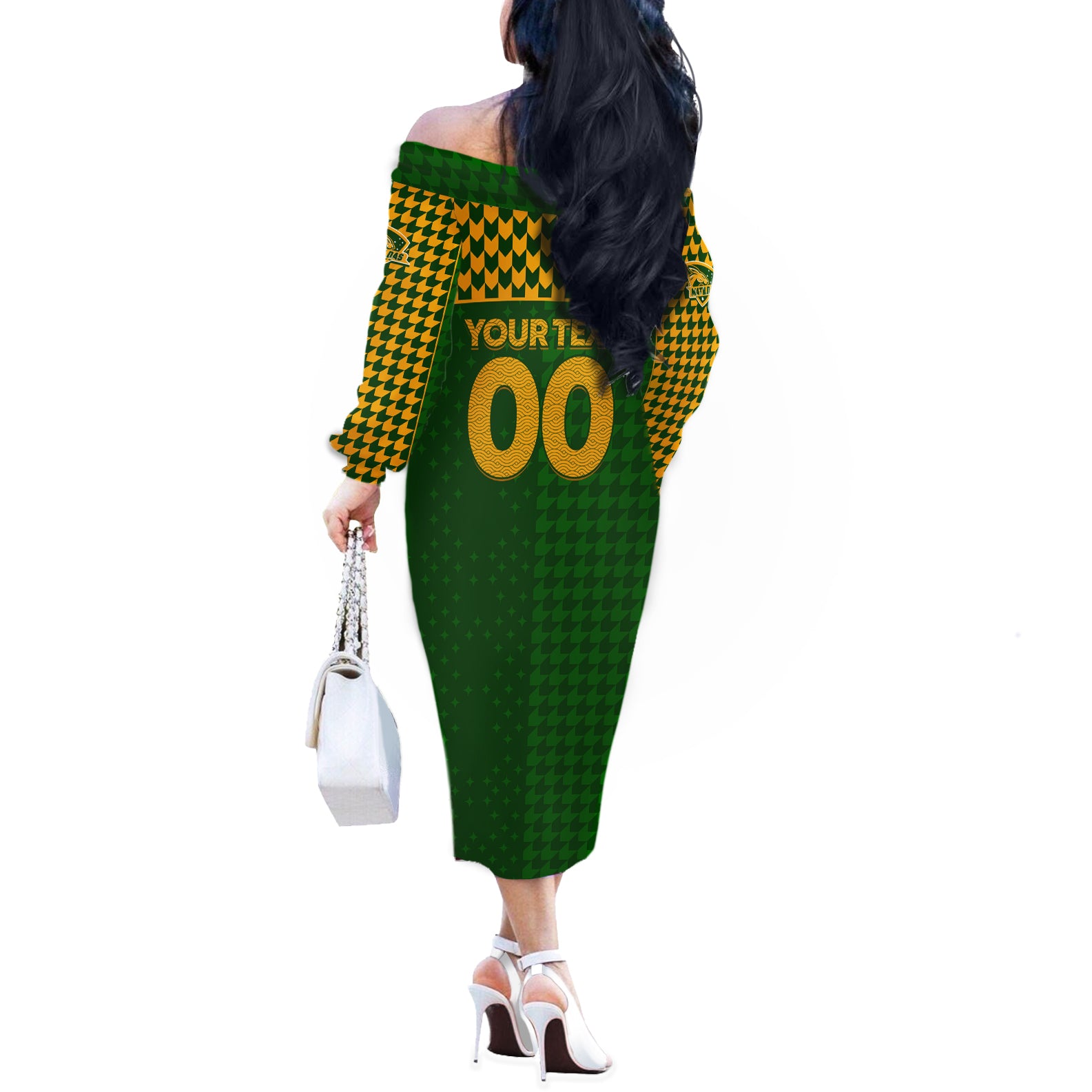 Personalised Australia Soccer Matildas Off The Shoulder Long Sleeve Dress Super Team