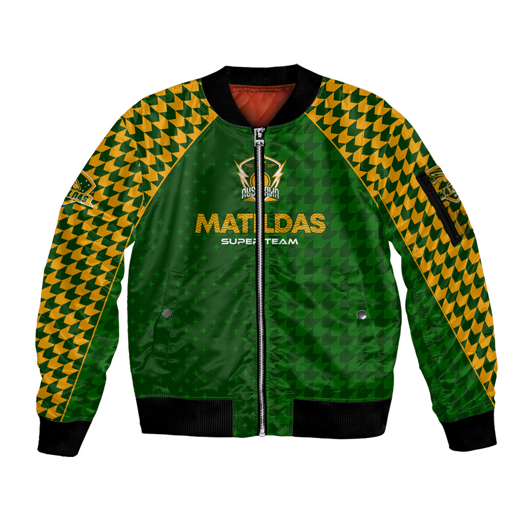 Personalised Australia Soccer Matildas Sleeve Zip Bomber Jacket Super Team