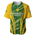 Personalised Australia Matildas Baseball Jersey Abstract Line