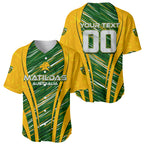 Personalised Australia Matildas Baseball Jersey Abstract Line