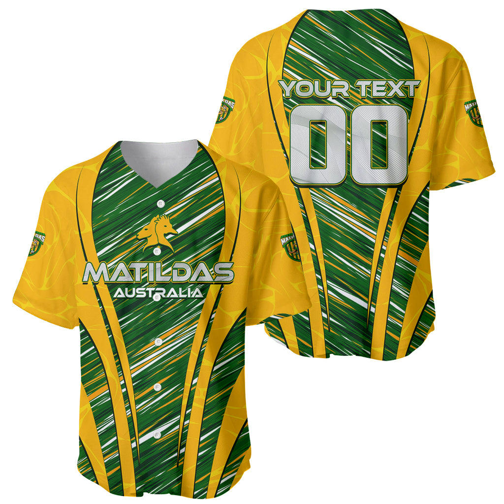 Personalised Australia Matildas Baseball Jersey Abstract Line